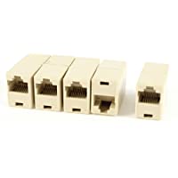 SODIAL 5 Pcs de Acopladores de Conector Ethernet Hembra a Hembra RJ45 8P8C de Plastico Beige